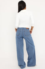 Just My Type Mid Rise Wide Leg Jeans Classic Blue