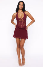 Diamonds Are Forever Mini Dress Burgundy