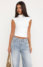 No Apologies Needed High Neck Top White