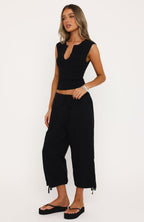 Date Me Capri Cargo Pants Black