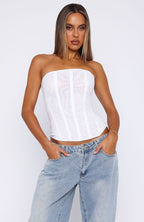 Tell Me A Secret Strapless Bustier White