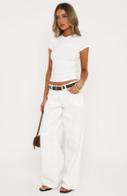 Maeve Low Rise Wide Leg Jeans White