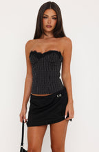 After 10 Strapless Bustier Black/White Pinstripe