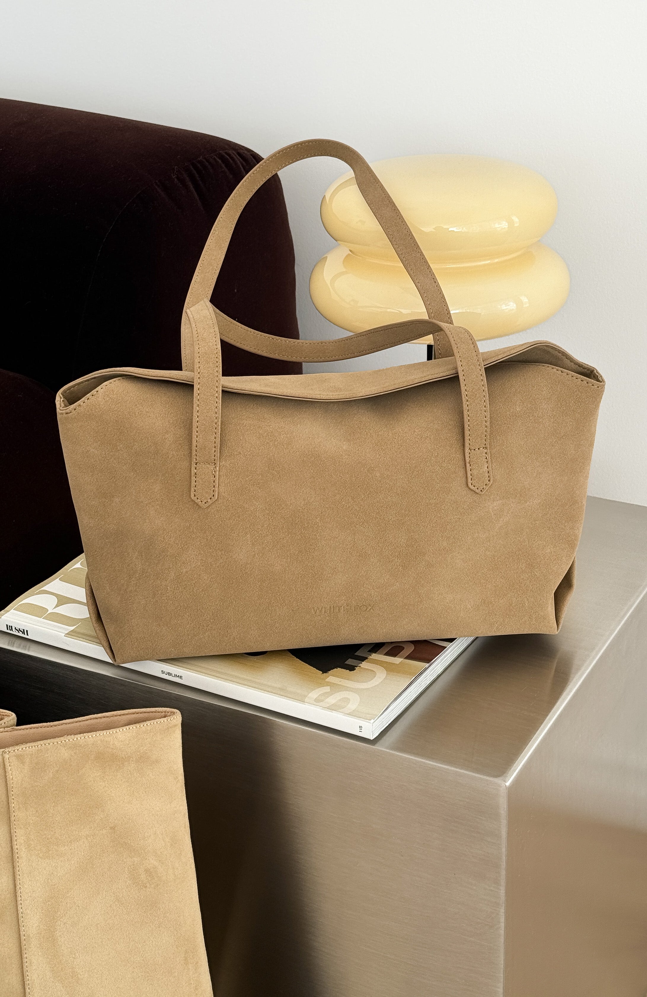 Annabella Shoulder Bag Sand Faux Suede