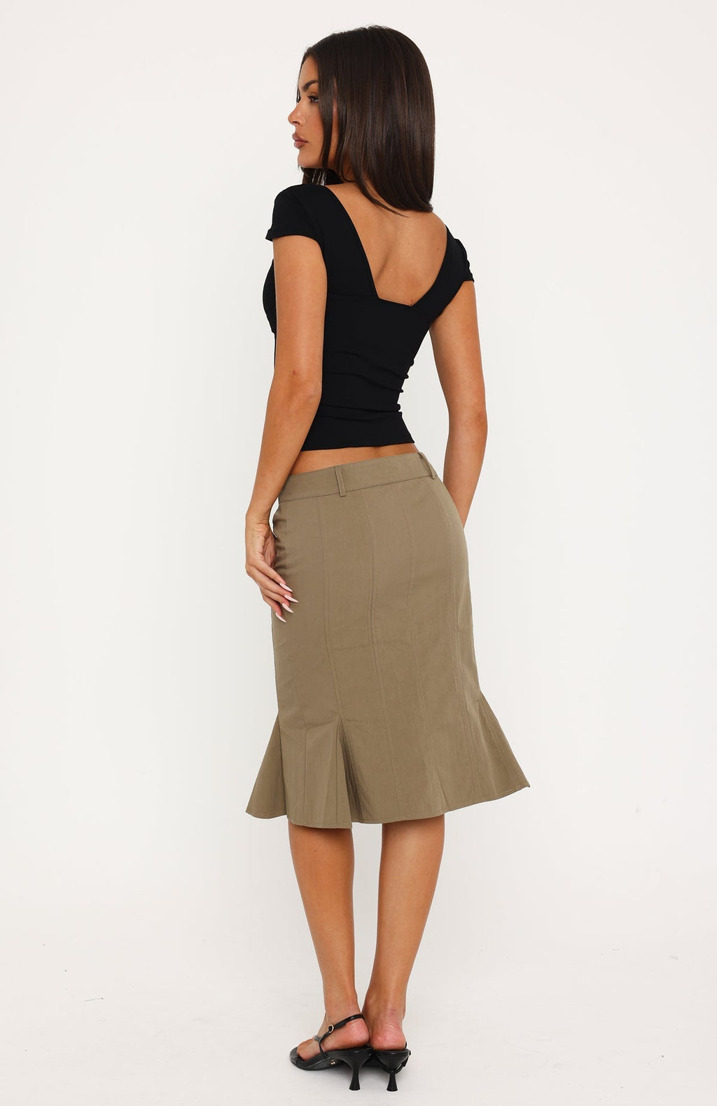 As Usual Midi Skirt Khaki
