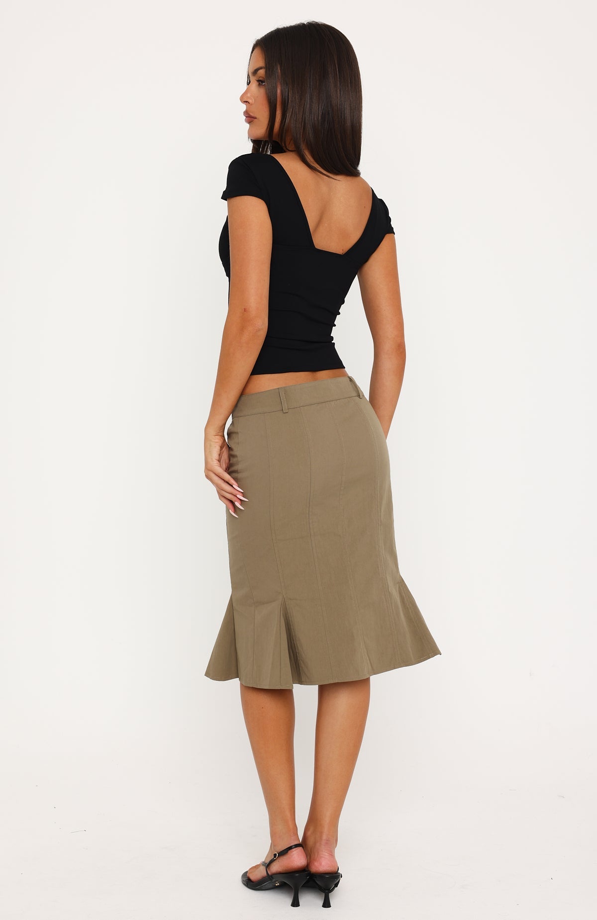 As Usual Midi Skirt Khaki