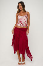 Cascade Around Me Midi Skirt Dragonfruit