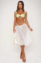 Coastal Grain Knit Skirt White