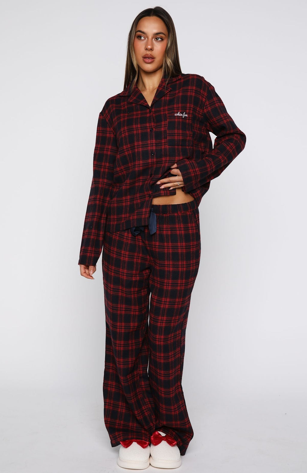 That Time Of Year Long Sleeve Pyjama Top Red/Navy