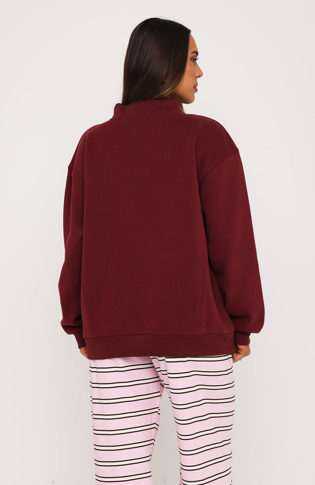Be Good To Me Mock Neck Sweater Burgundy
