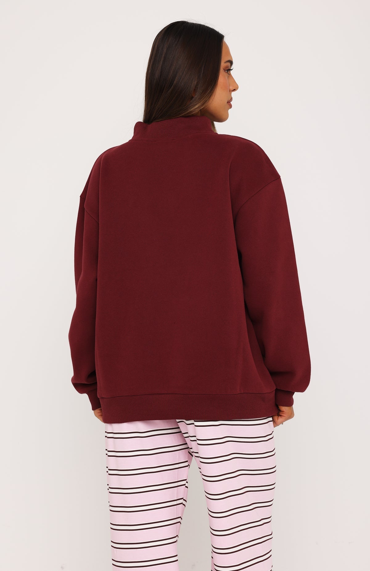 Be Good To Me Mock Neck Sweater Burgundy