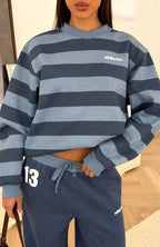 Before It's Too Late V Neck Oversized Sweater Navy/Blue