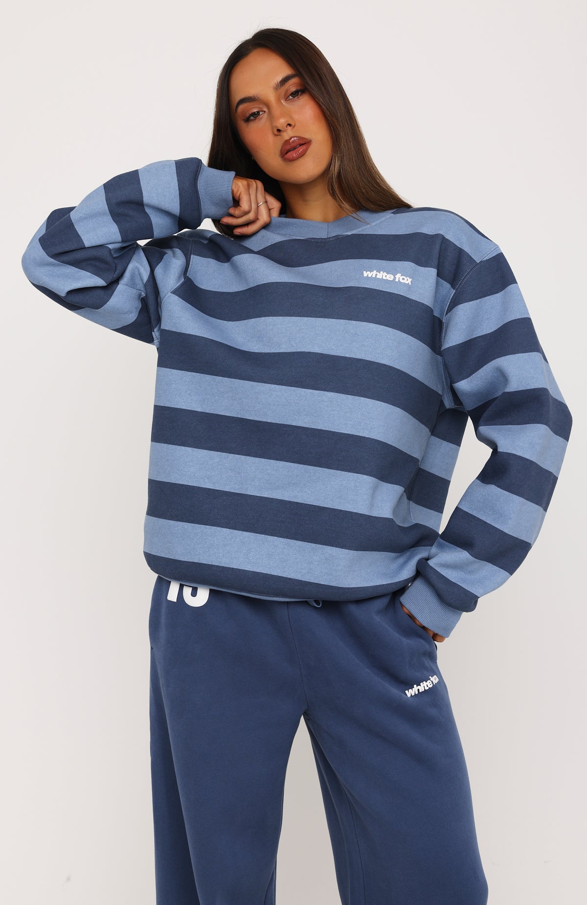 Before It's Too Late V Neck Oversized Sweater Navy/Blue
