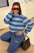 Before It's Too Late V Neck Oversized Sweater Navy/Blue