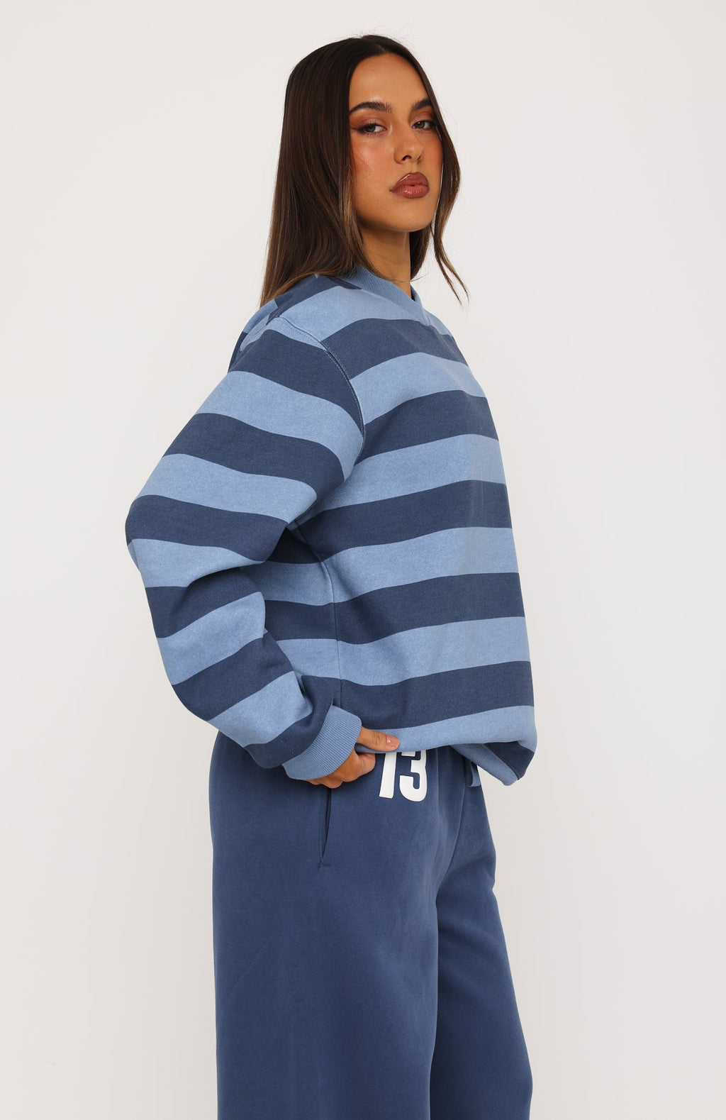 Before It's Too Late V Neck Oversized Sweater Navy/Blue