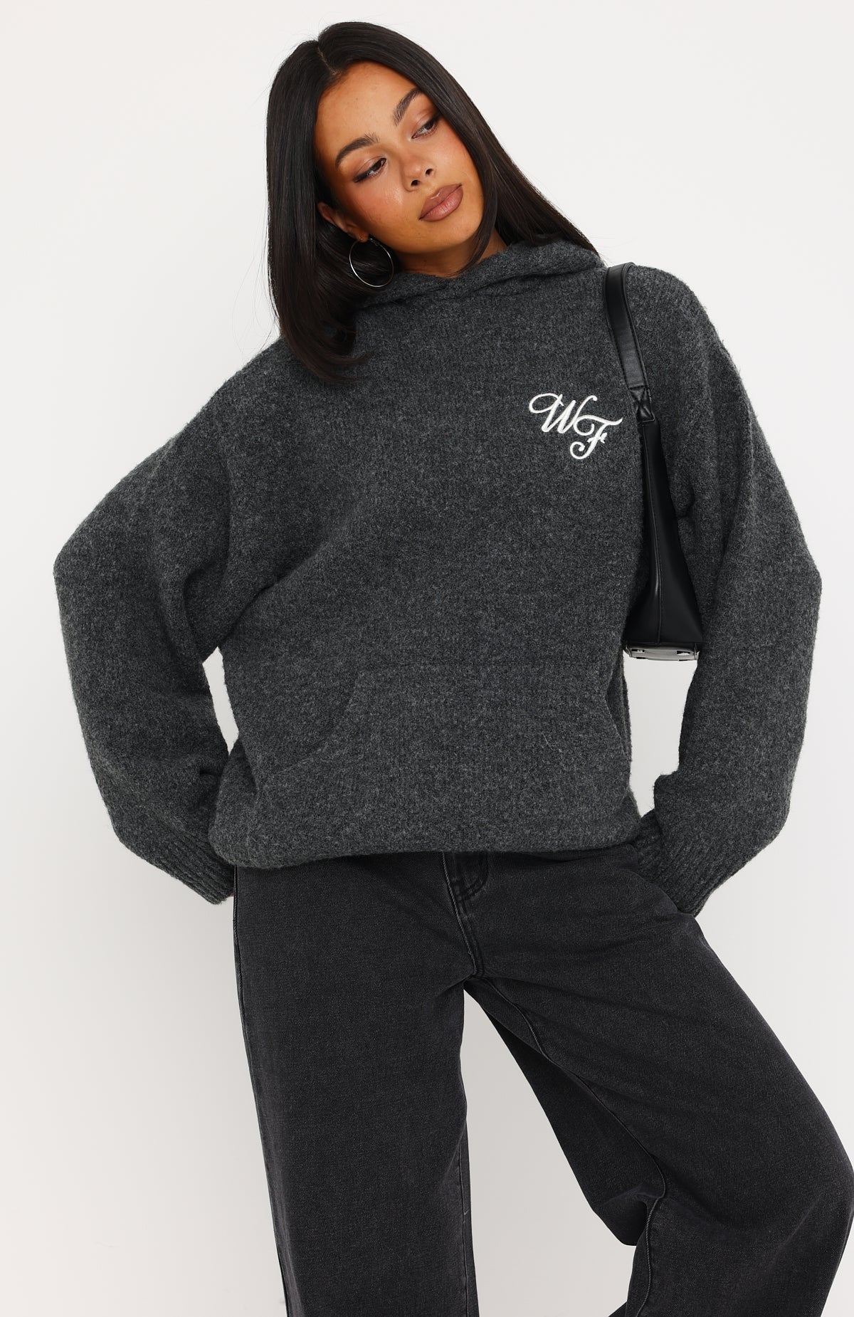 Benedita Hooded Knit Sweater Grey