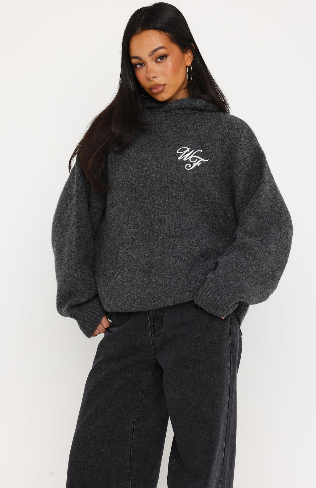 Benedita Hooded Knit Sweater Grey