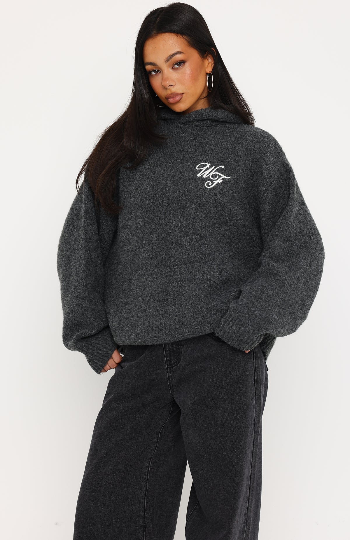 Benedita Hooded Knit Sweater Grey