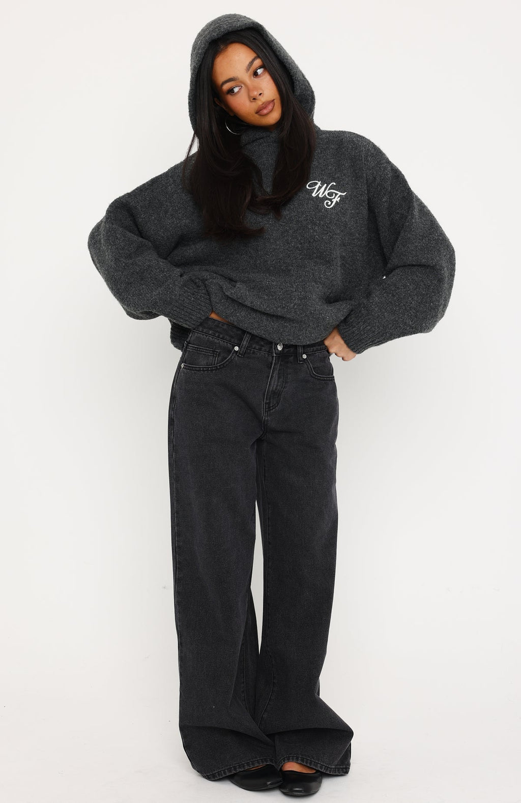 Benedita Hooded Knit Sweater Grey