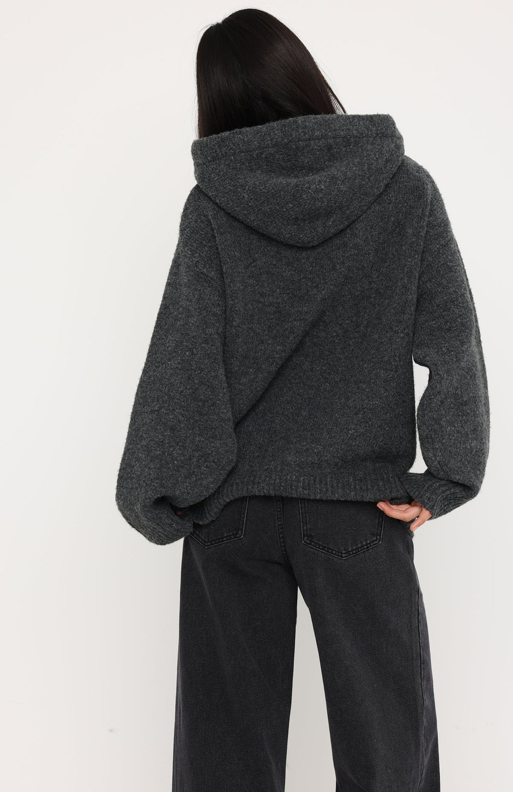 Benedita Hooded Knit Sweater Grey