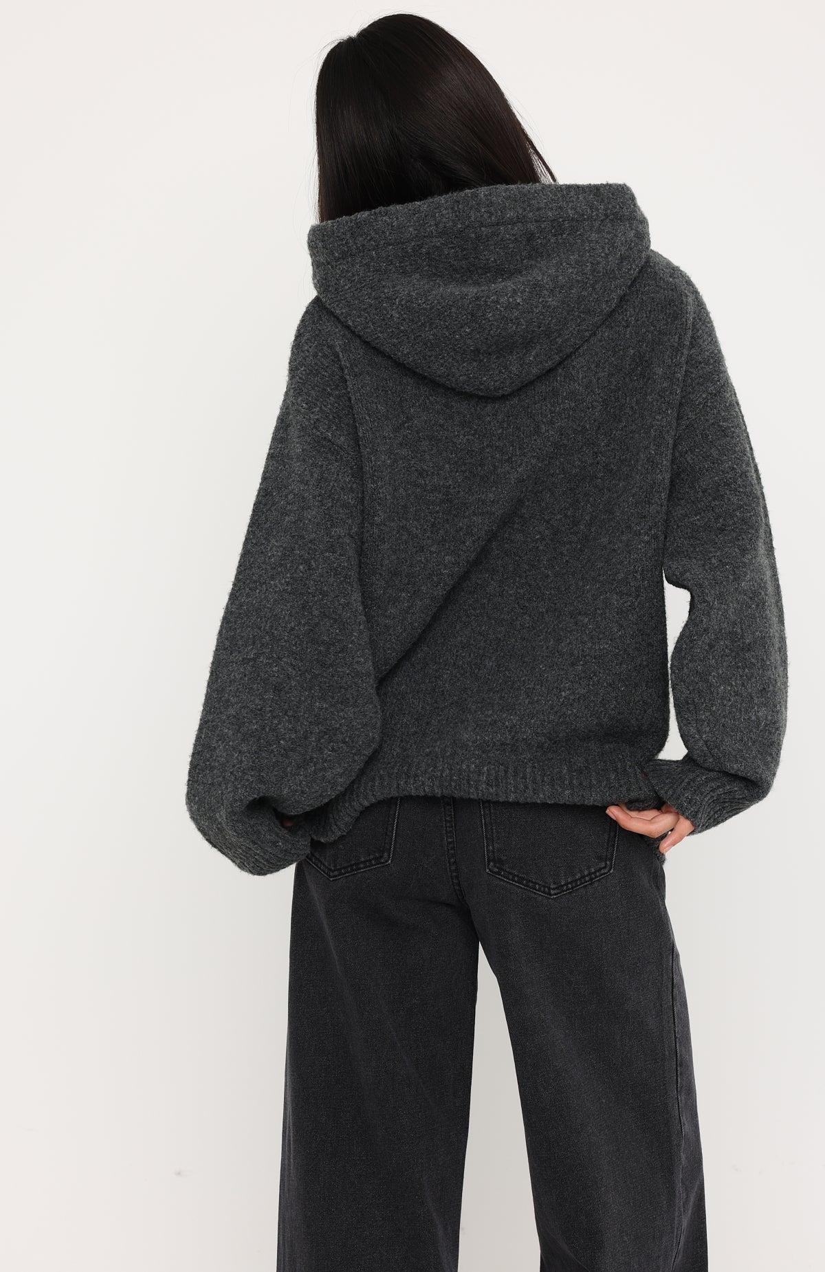 Benedita Hooded Knit Sweater Grey