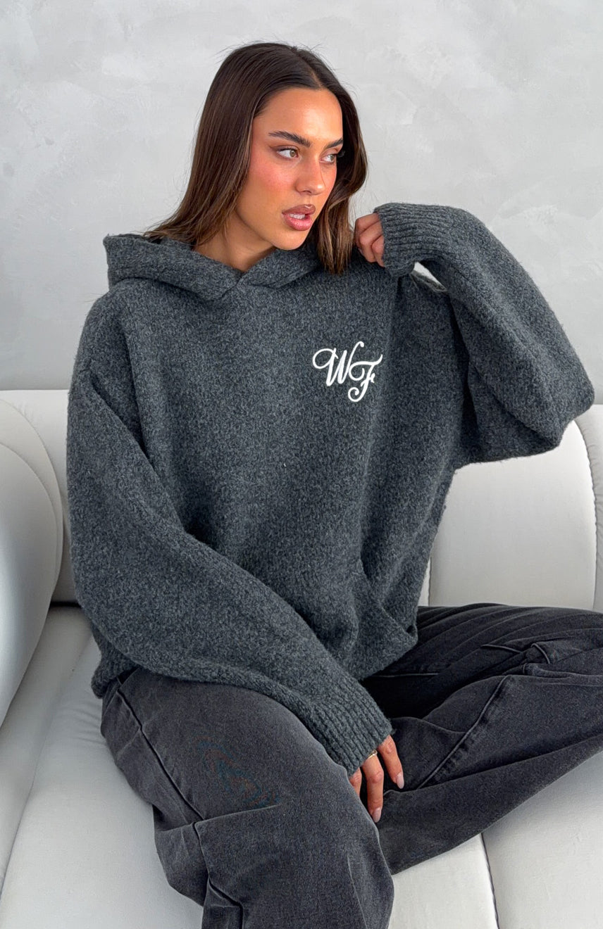 Benedita Hooded Knit Sweater Grey