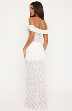 Best Dressed Off Shoulder Lace Maxi Dress White