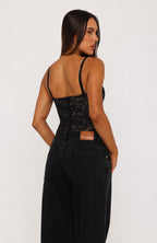 Breaking Hearts Lace Bodysuit Black