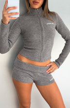 Cheated Myself Foldover Booty Shorts Grey Marle