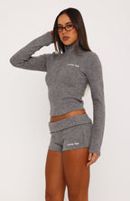 Cheated Myself Knit Zip Front Jacket Grey Marle