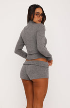 Cheated Myself Foldover Booty Shorts Grey Marle