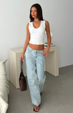 Chelsea Low Rise Straight Leg Jeans Glacier Blue Wash