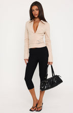 Cinched In Long Sleeve Top Sand