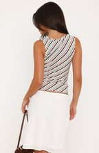 Radiant Mood V Neck Tank Top Pink/Green Stripe