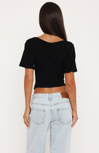 Cool Down Short Sleeve Top Black