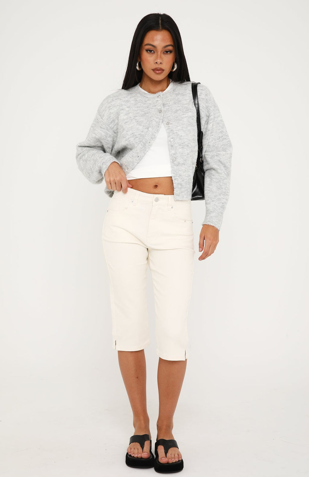 Cynthia High Rise Capri Jeans Cream Wash