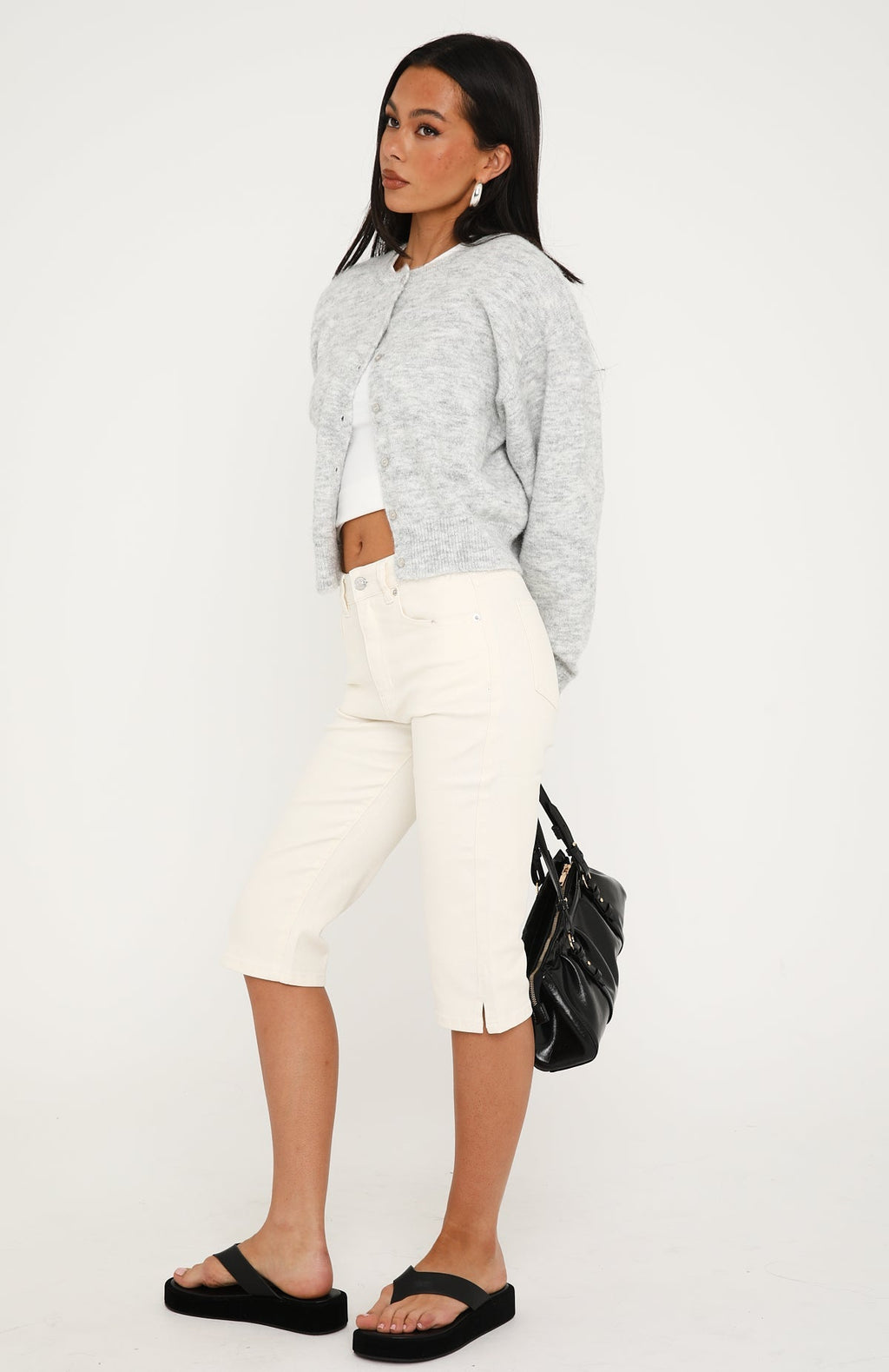 Cynthia High Rise Capri Jeans Cream Wash