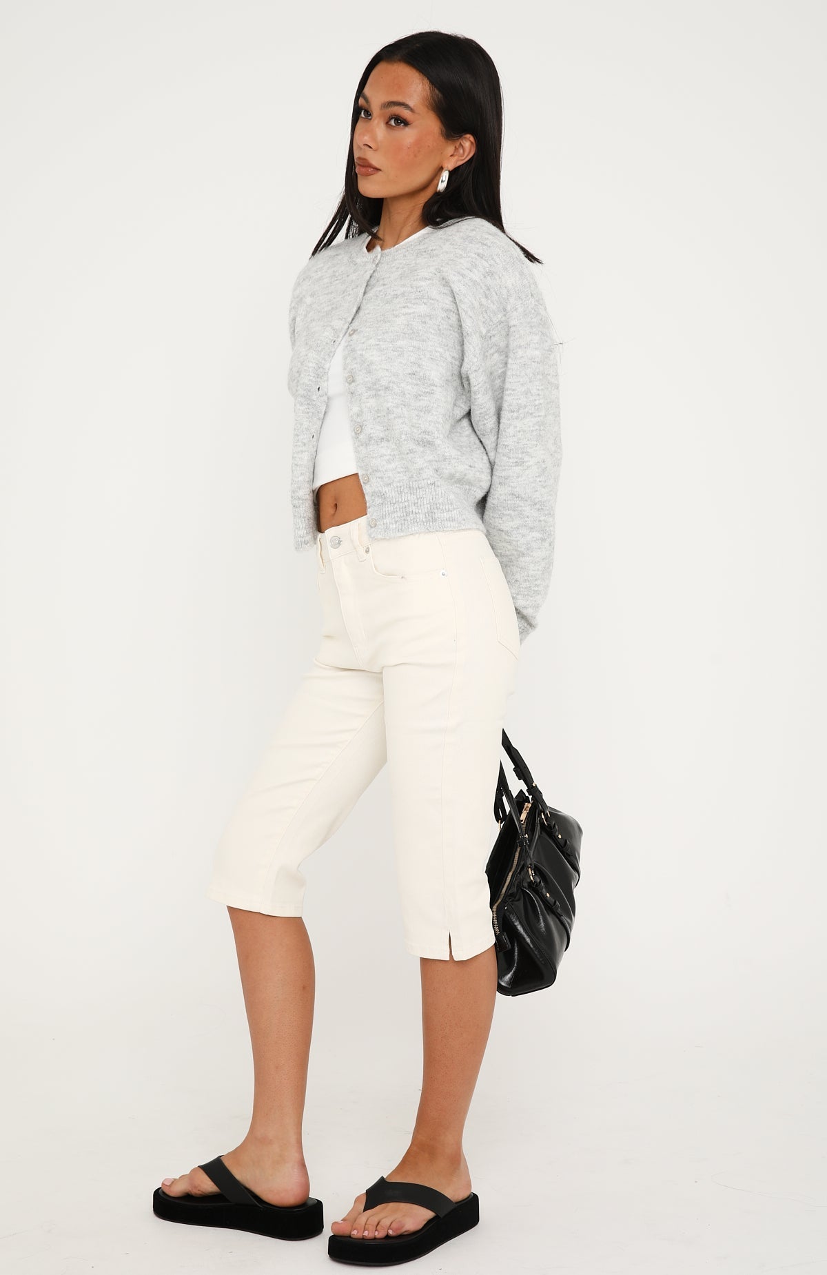 Cynthia High Rise Capri Jeans Cream Wash