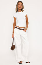 Maeve Low Rise Wide Leg Jeans White