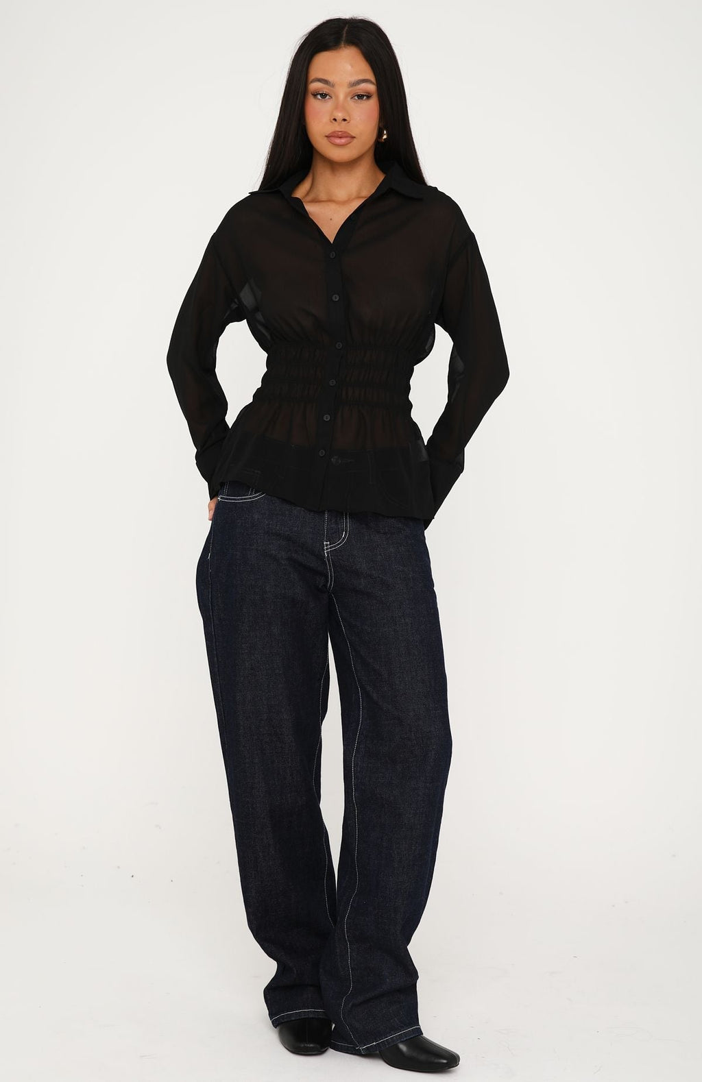 Felt Like Us Long Sleeve Top Black