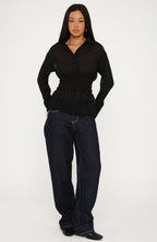 Felt Like Us Long Sleeve Top Black