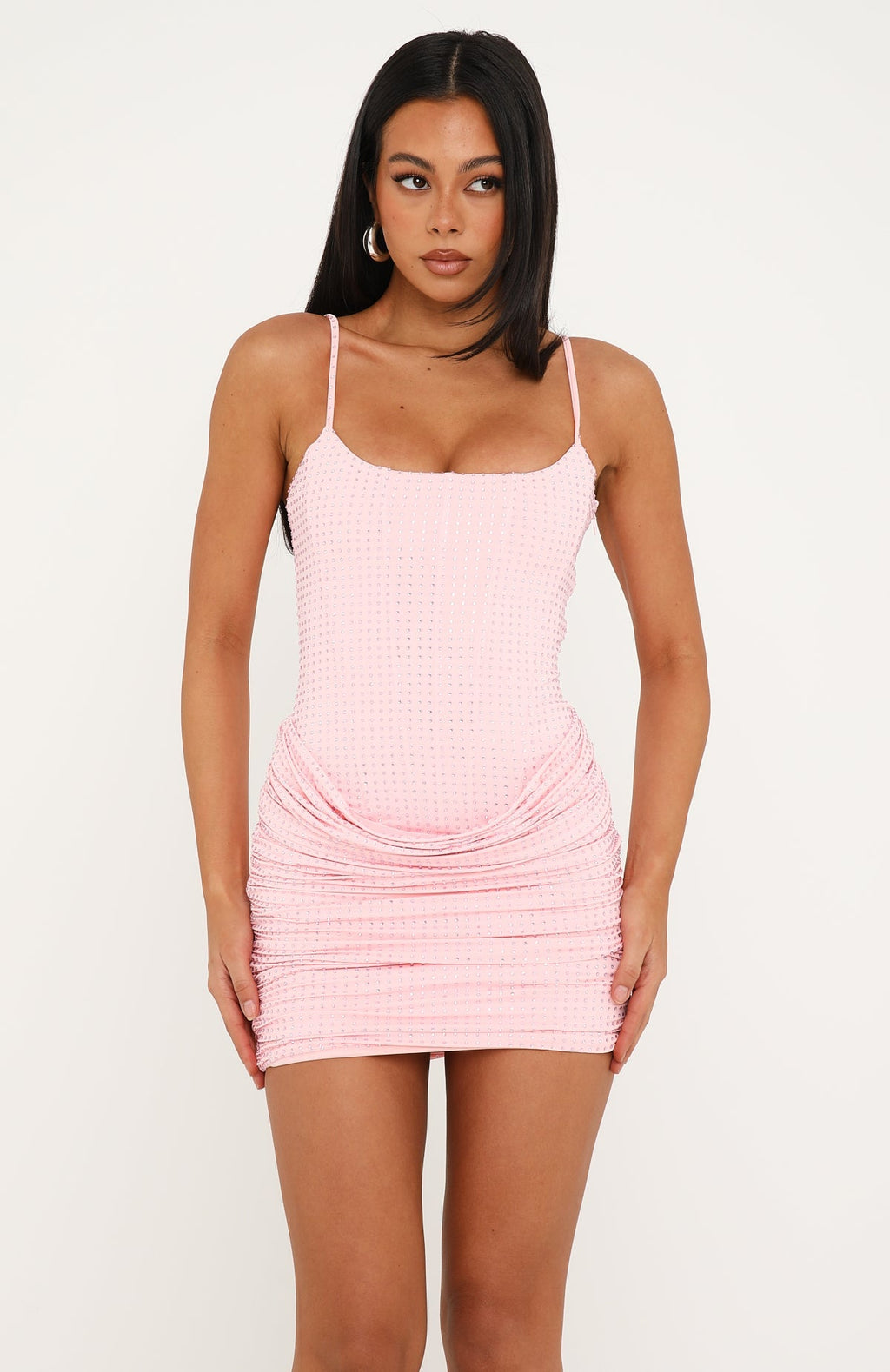 Dance Floor Darling Embellished Mini Dress Baby Pink