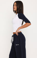 Tatiana 3/4 Sleeve Top White/Navy