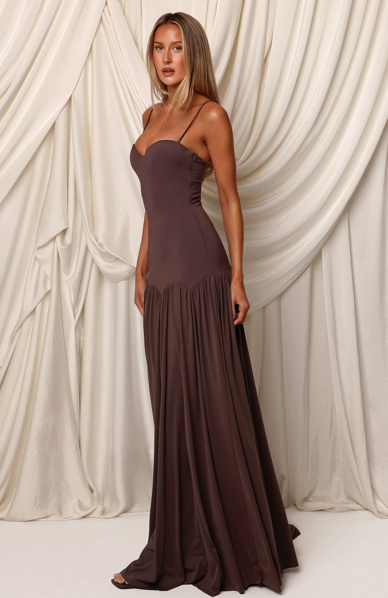 Delicate Heart Maxi Dress Chocolate
