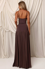 Delicate Heart Maxi Dress Chocolate