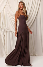 Delicate Heart Maxi Dress Chocolate
