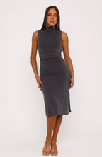 Don't Be Shy Midi Dress Charcoal