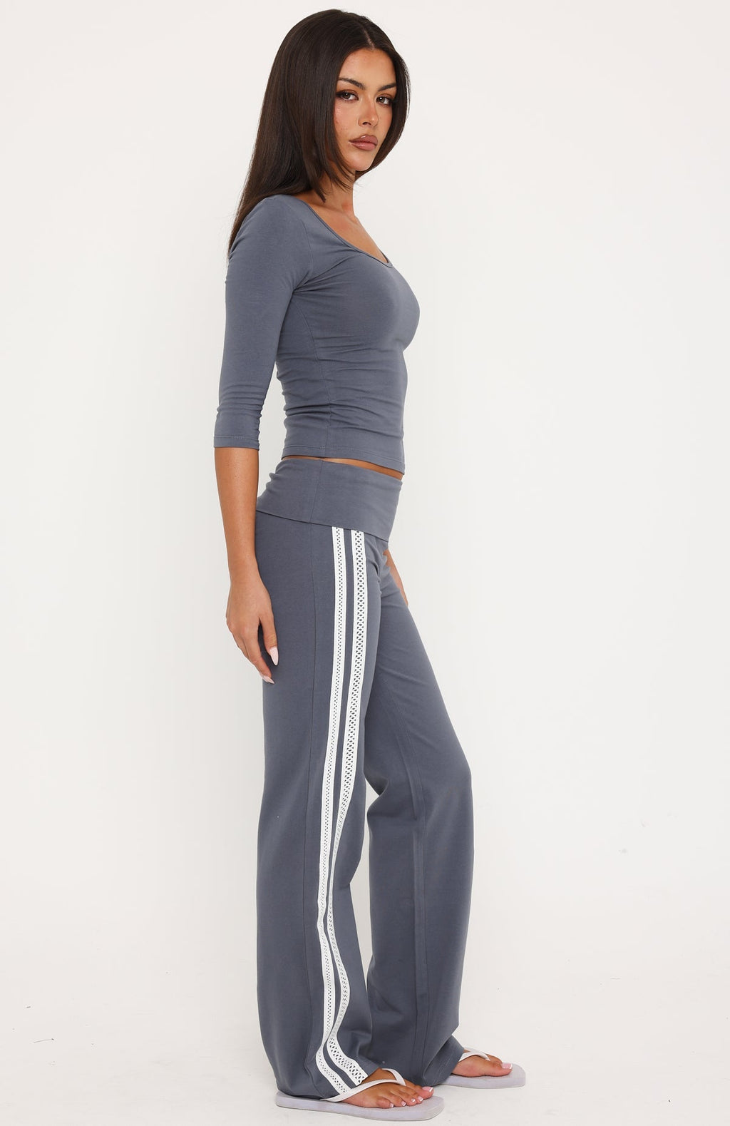 Don't Take It Seriously Fold Over Pants Slate Grey
