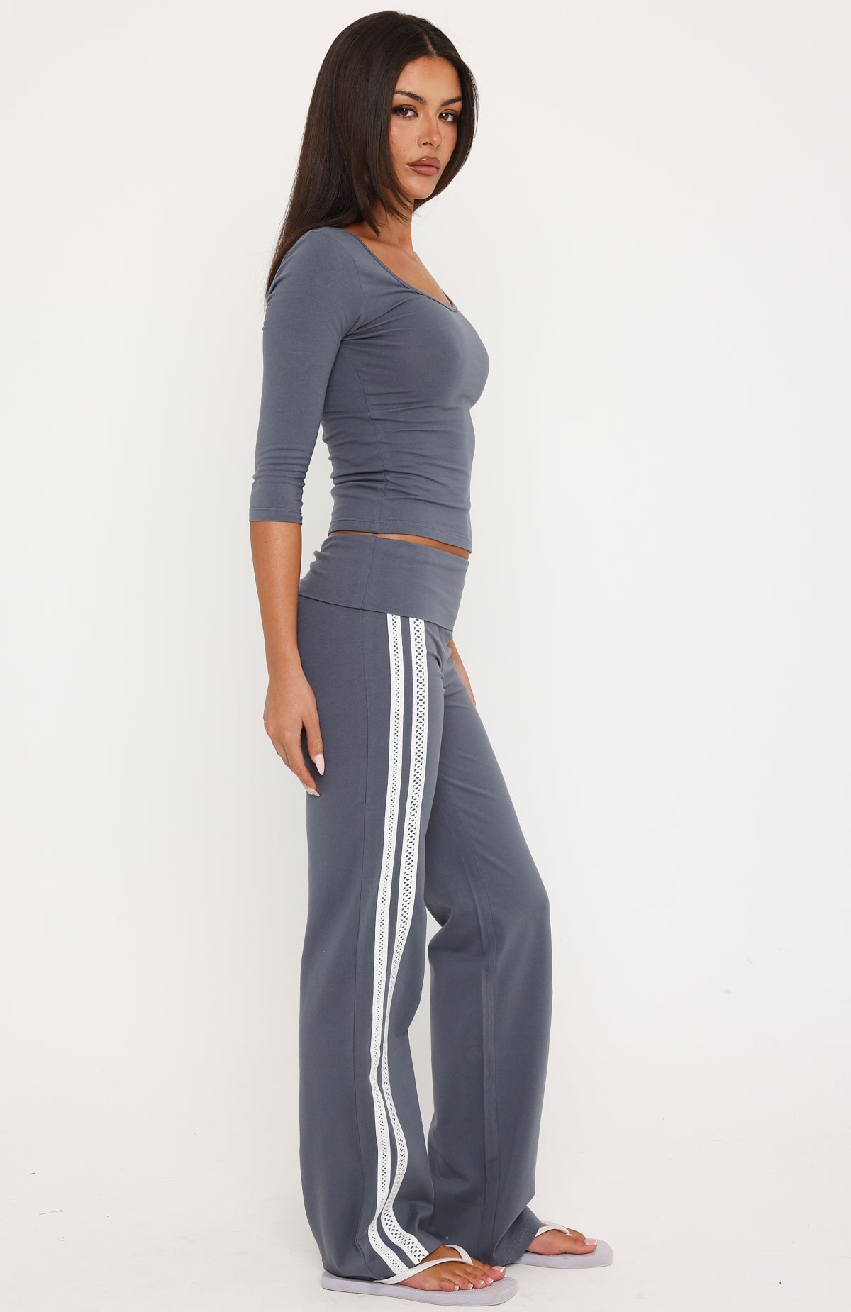 Don't Take It Seriously Fold Over Pants Slate Grey