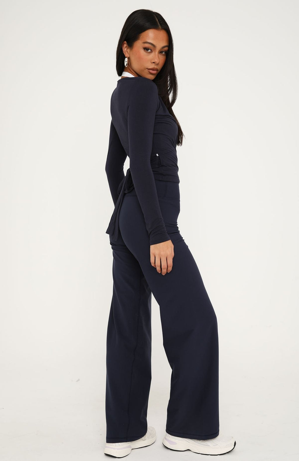Crushing Wide Leg Leggings Vintage Navy